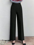 High-waisted Wide Leg Pants Elegant Center-seam Tailoring