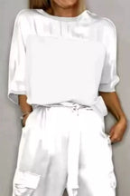Satin Round Neck Top Pants Set (5)