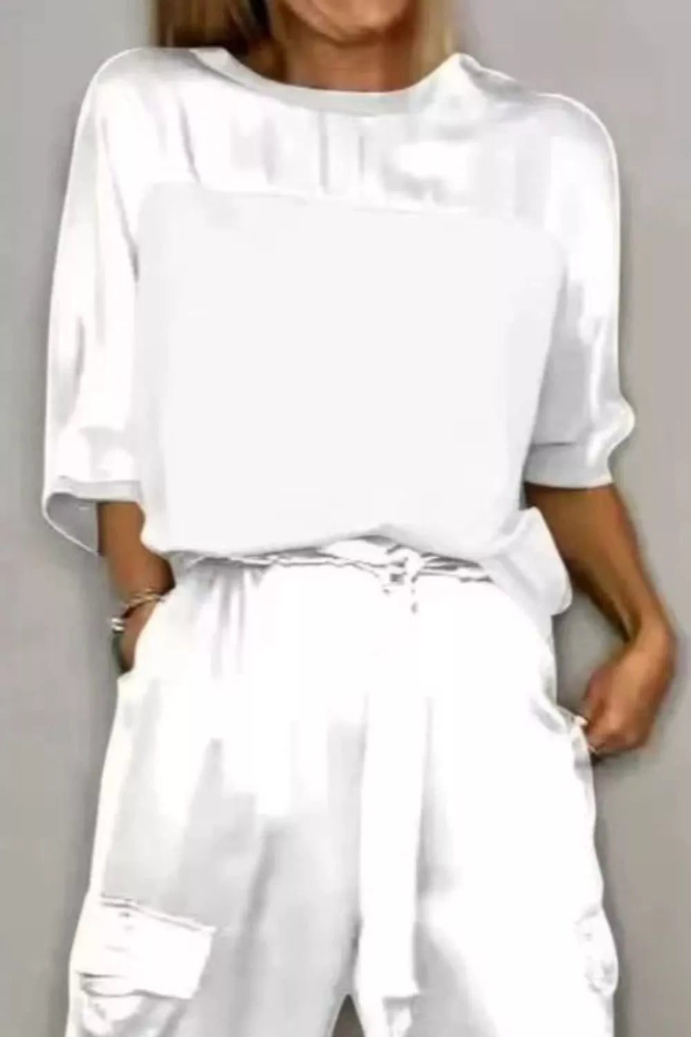 Satin Round Neck Top Pants Set (5)