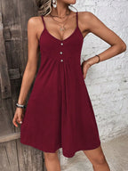 Decorative Button Scoop Neck Mini Cami Dress (28)