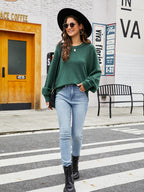 Round Neck Ribbed Trim Sweater (3)