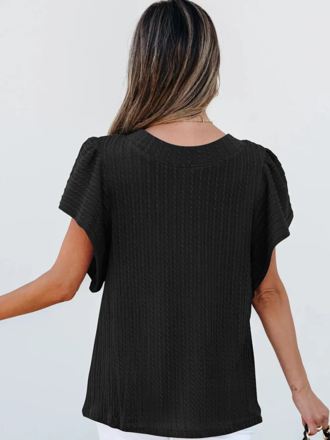 Round Neck Ruffle Sleeve Top (15)