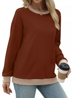 Contrast Trim Crew Neck Casual Sweatshirt (7)