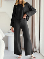 Long Sleeve Lounge Top Drawstring Pants Set (6)