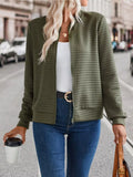 Textured Zip-up Long Sleeve Jacket