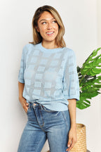 Ribbed Trim Round Neck Knit Top (4)