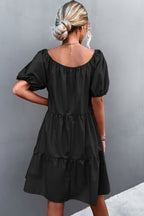 Square Neck Short Sleeve Mini Dress (5)