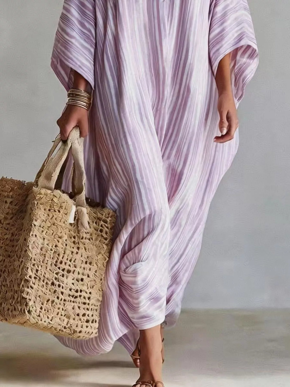 Striped V-neck Maxi Dress (12)