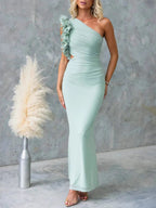 One-shoulder Floral Trim Sleeveless Maxi Dress (12)