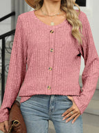 Ribbed Round Neck Long Sleeve Top (29)