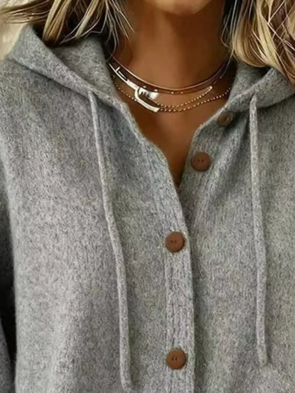 Full Size Hooded Button-down Knit Cardigan Plus (8)