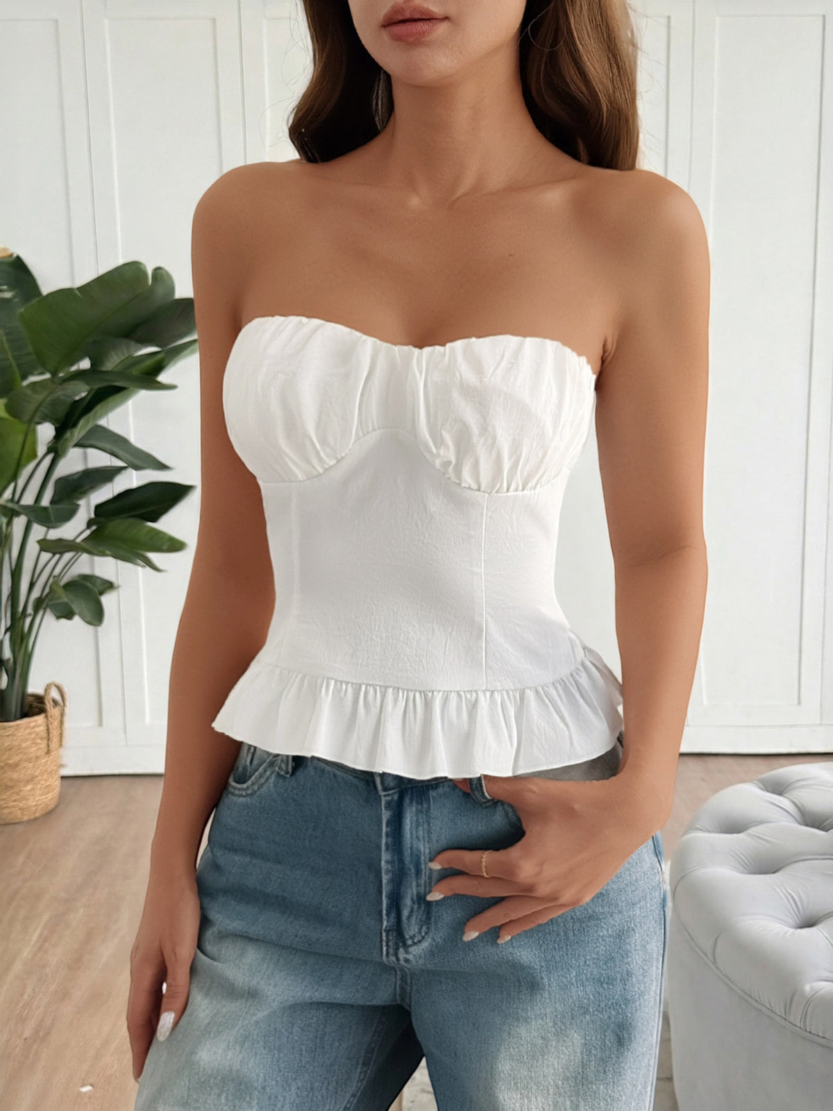 Ruffled Hem Tube Top (2)