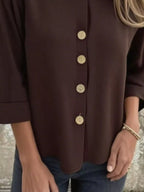 Full Size Button-front 3/4 Sleeve Casual Blouse Plus (6)