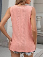 V-neck Eyelet Knit Cami Tank Top (13)