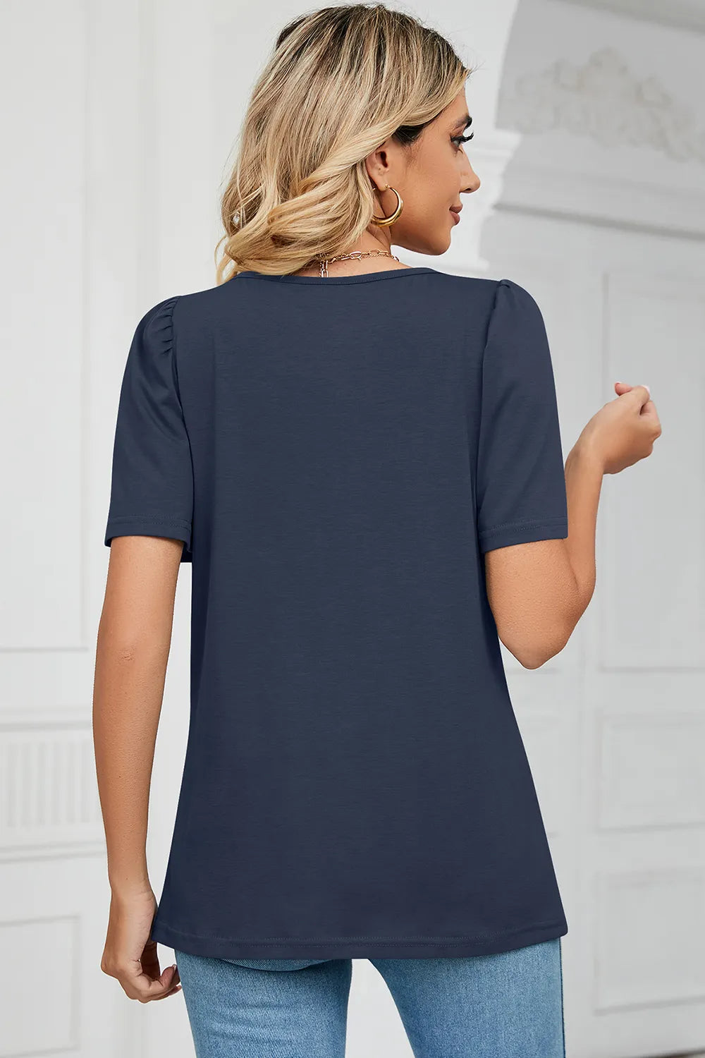 Square Neck Short Sleeve T-shirt (13)