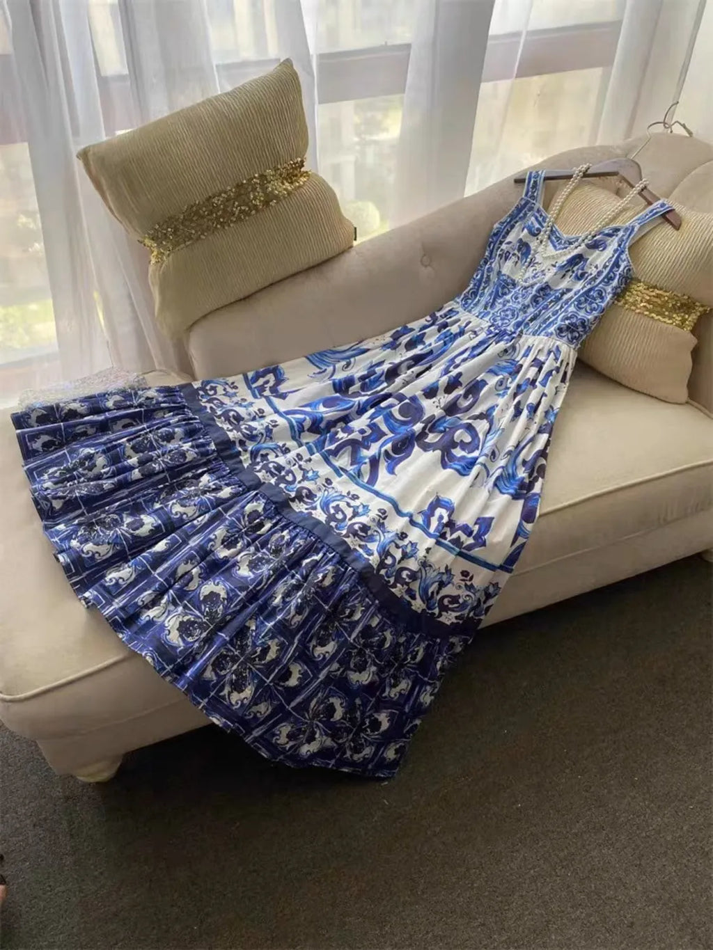 Smocked Printed Wide Strap Dress (10)