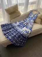 Smocked Printed Wide Strap Dress (10)