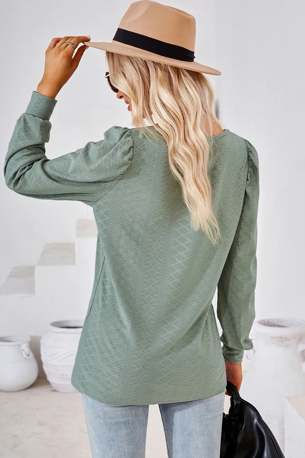 Square Neck Puff Sleeve T-shirt (18)