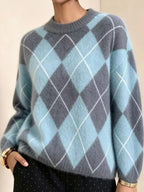 Argyle Pattern Fuzzy Knit Sweater (14)