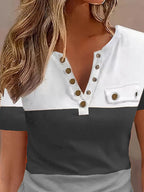 Block Short Sleeve Casual T-shirt (5)