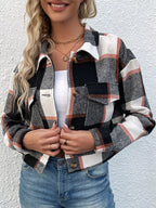 Plaid Button-front Cropped Jacket (34)