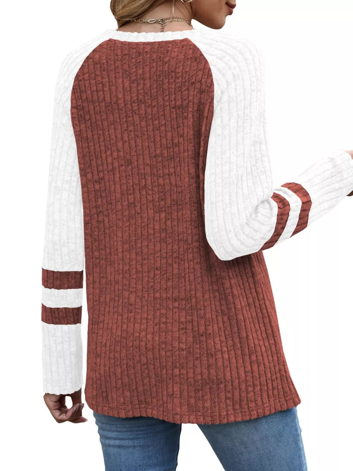 Ribbed Knit Raglan Long Sleeve T-shirt (18)