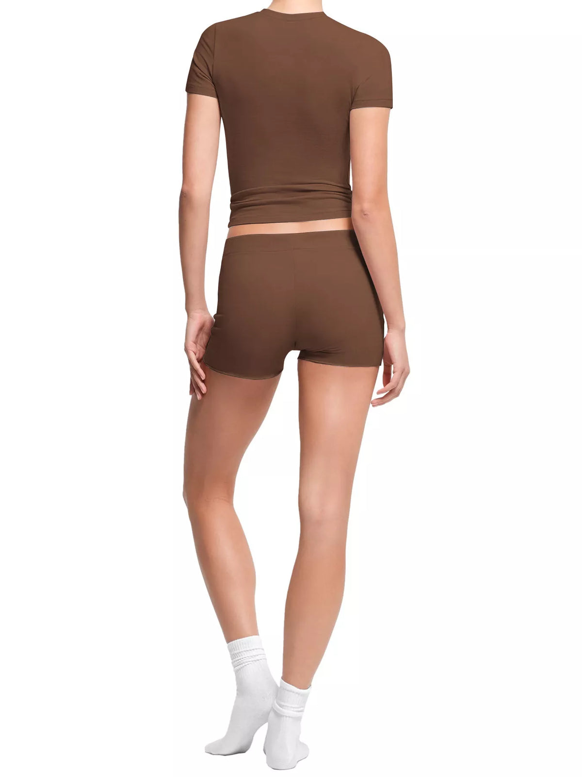Mock Neck Crop Top Drawstring Shorts Set (5)