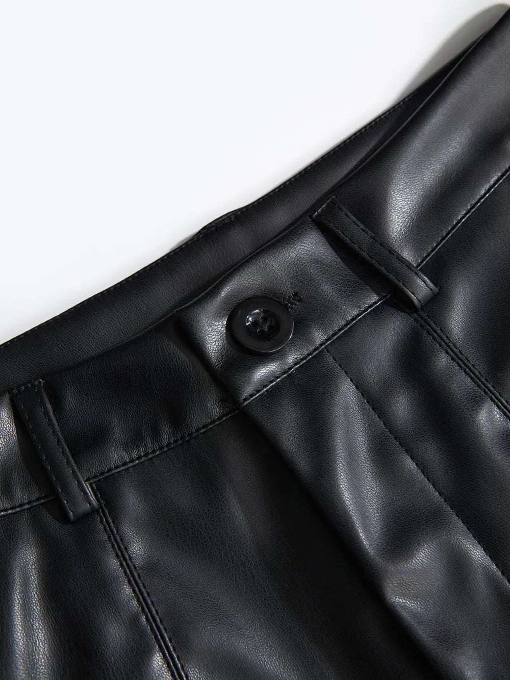 Pu Leather High Rise Shorts (2)