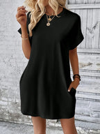 Round Neck Short Sleeve Mini Dress (3)