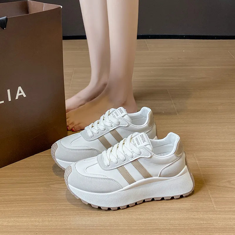 Side Striped Lace Up Platform Athletic Sneakers (2)