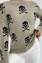 Graphic Mock Neck Dropped Shoulder Sweater (10)