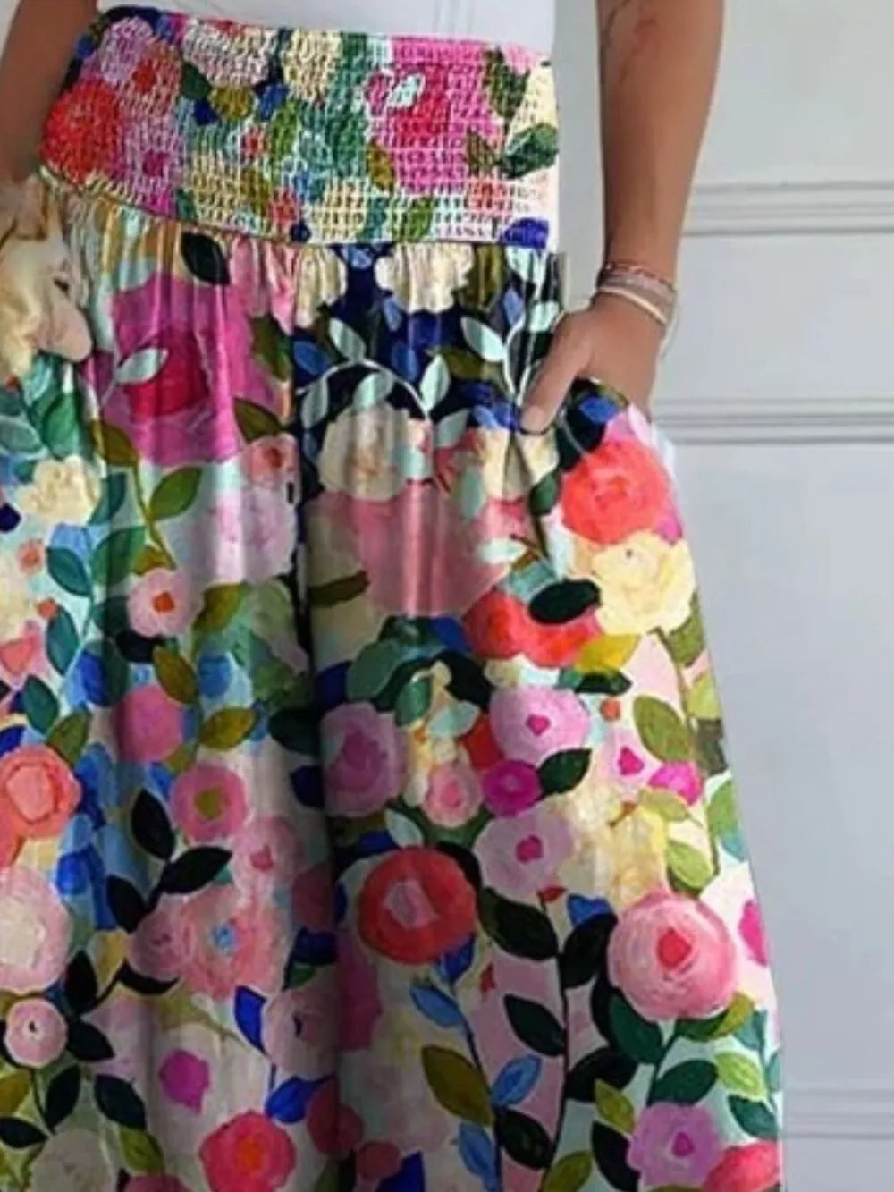 Full Size Smocked Wide Leg Pants Pockets (9)