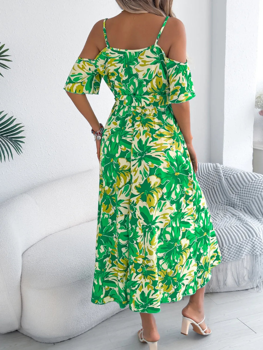Printed Cold Shoulder Midi Cami Dress (12)