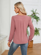 Notched Flounce Sleeve Blouse (5)