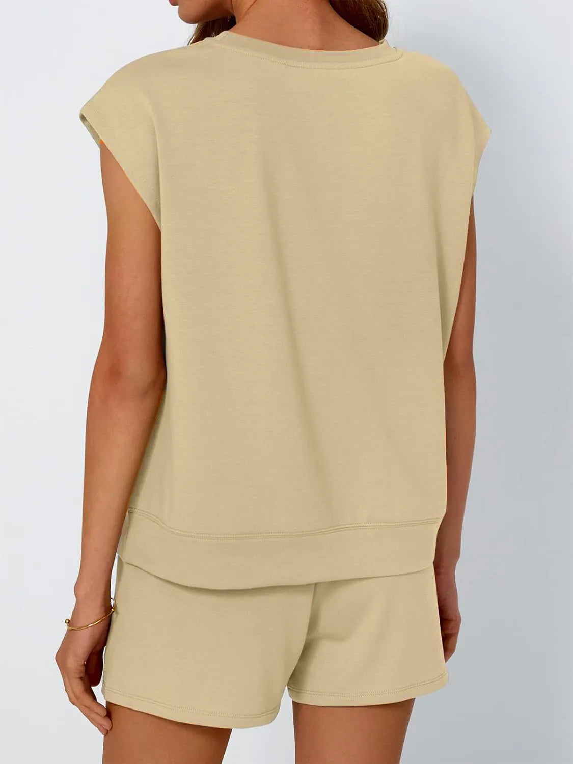 Round Neck Cap Sleeve Top Shorts Set (8)