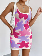 Floral Knit Scoop Neck Mini Dress (2)