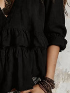 Full Size Ruffled Hem V-neck Blouse Plus (4)