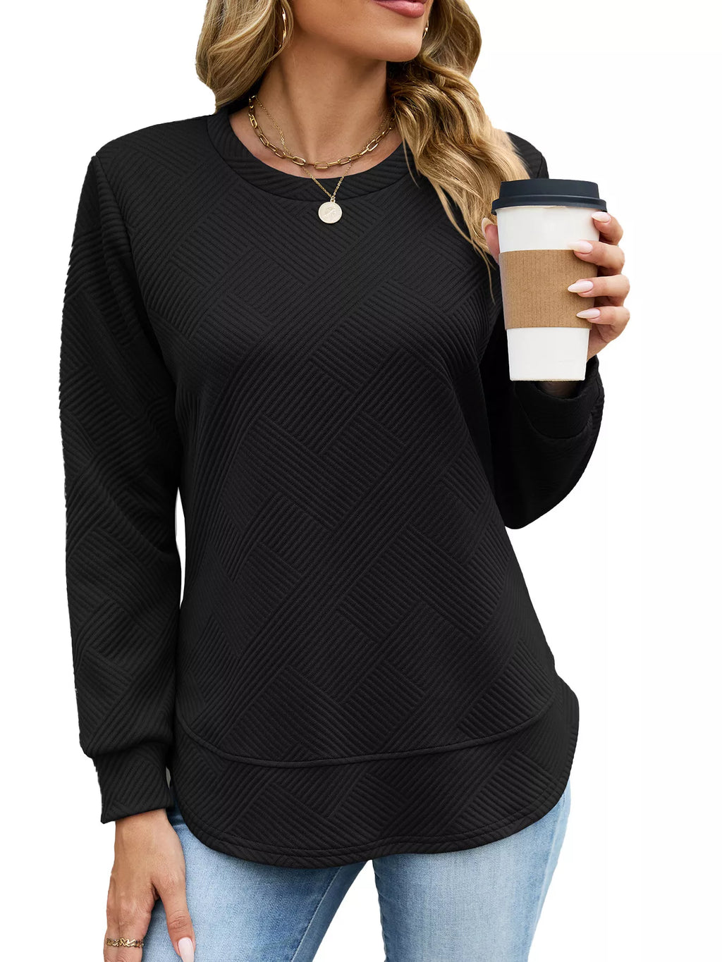 Textured Crew Neck Sweatshirt (17)