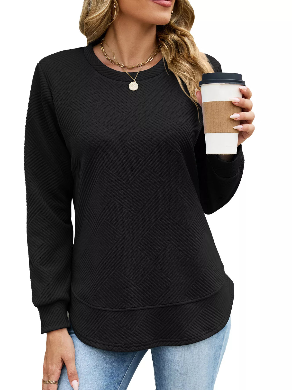 Textured Crew Neck Sweatshirt (17)