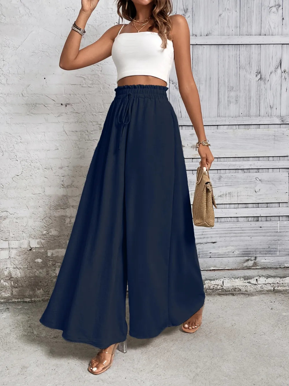 Tied High Waist Wide Leg Pants (7)