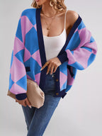 Diamond Pattern Button-up Knit Cardigan (8)