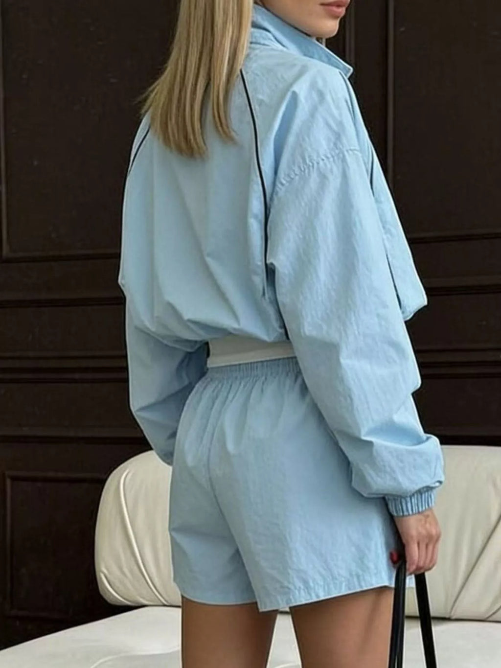 Zip-up Jacket Shorts Two-piece Set (4)