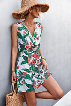 Printed Zip Detail Belted Sleeveless Dress (19)