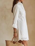 Button-down Shirt Dress Lace Trim (10)