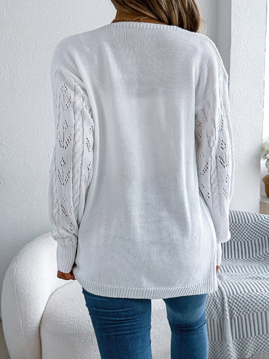 Openwork Open Front Long Sleeve Cardigan (14)