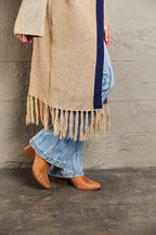 Geometric Fringe Hem Open Front Duster Cardigan (6)