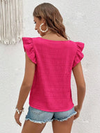 Ruffled Square Neck Cap Sleeve Blouse (12)