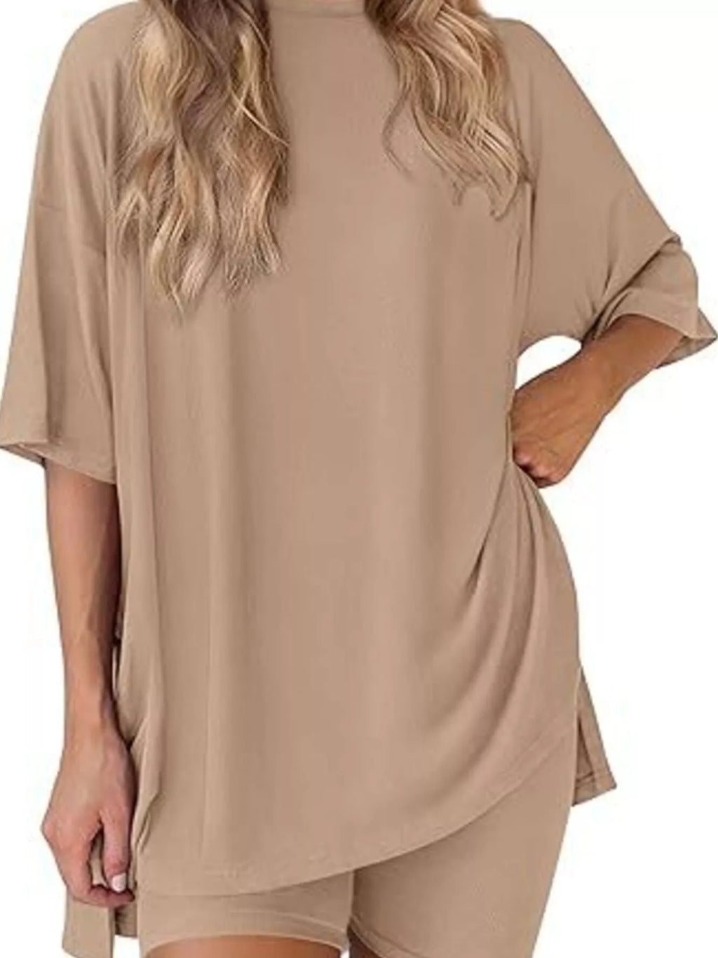 Full Size Half Sleeve T-shirt Shorts Set Plus (6)