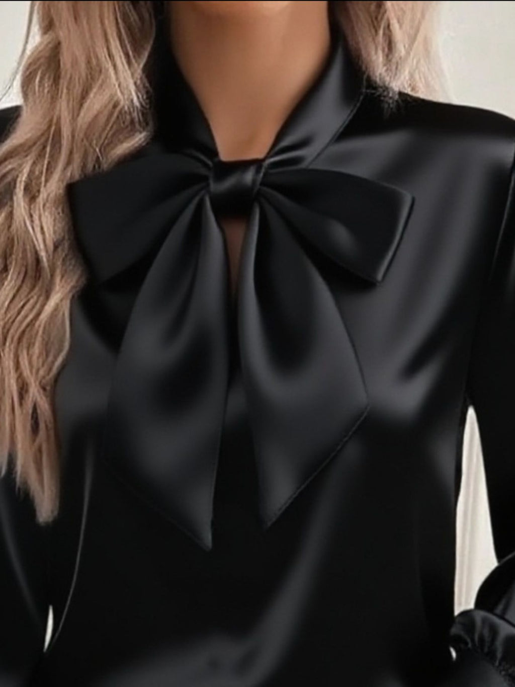 Satin Bow Tie Long Sleeve Top (8)
