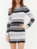 Openwork Wave Pattern Long Sleeve Sweater Dress (9)